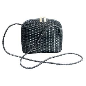 Vintage CEM Black Woven Leather Crossbody Bag Made in Brazil Braided Strap C E M